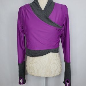 Reversible Gray/Violet Wrap Style Cropped Jacket
